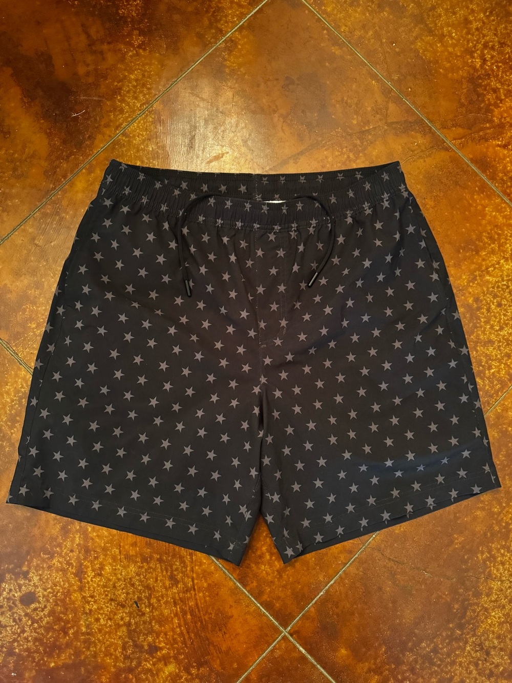 chubbies Black Swim Shorts with Gray Star Print